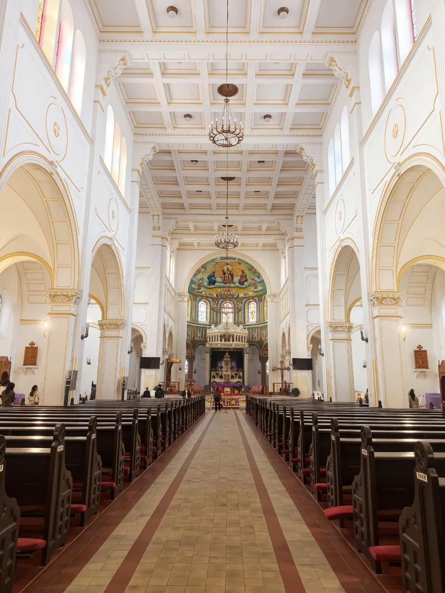 Grand historic interior with tall arches in Qingdao